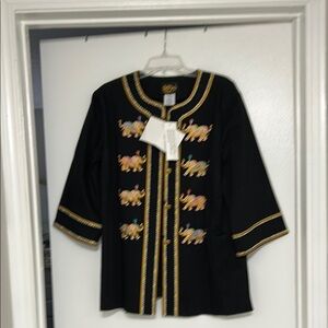 Bob Mackie Black Embellished Tunic with Mandarin Collar